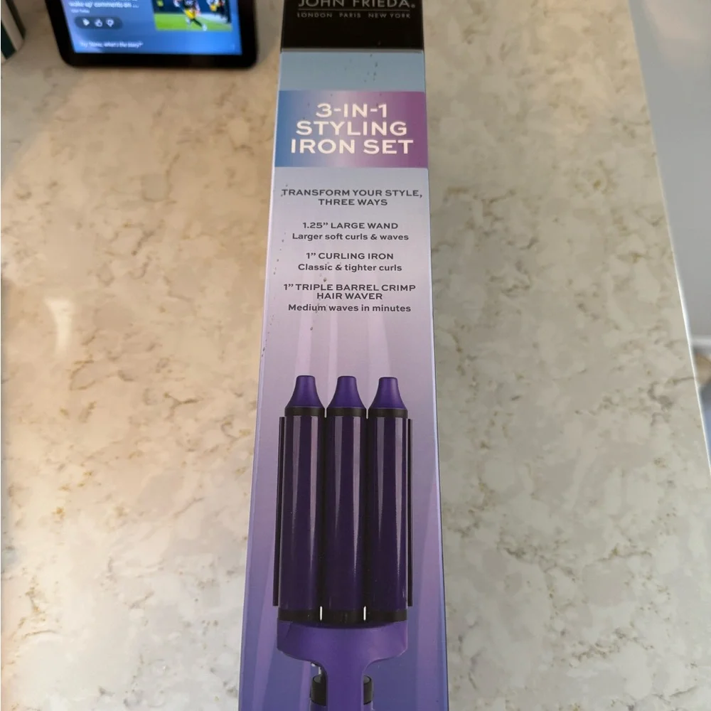 John Frieda 3-in-1 Styling Iron Set - Purple NEW IN BOX - Picture 3 of 4